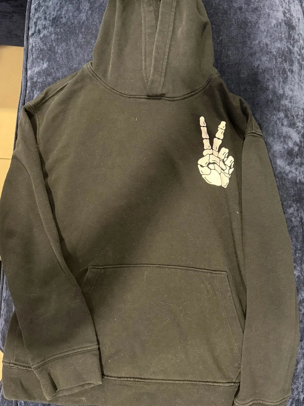 Old Navy Black Hoodie with Cream and Gold Graphic - Ghoul Vibes